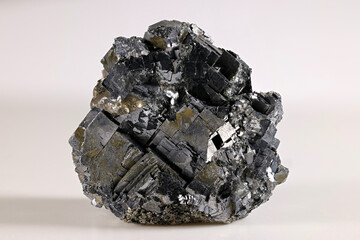 Crystals of Galena, also called Lead glance.  Galena is the most important industrial ore of lead.