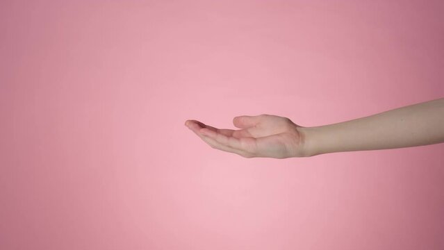 Female outstretched hand cupped gesture