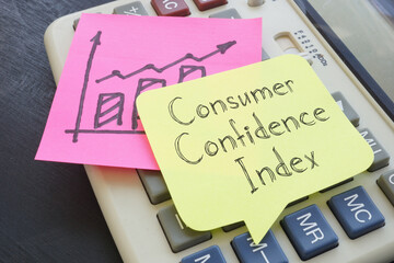 Consumer Confidence Index is shown on the business photo using the text - obrazy, fototapety, plakaty