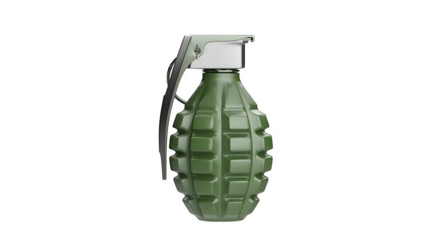 Fragmentation hand grenade on white background