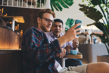 Multiracial business men working in office space
