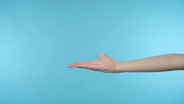 Female outstretched hand cupped gesture