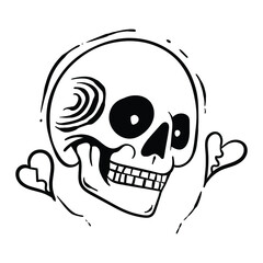 hand drawn skull doodle illustration for tattoo stickers etc premium vector