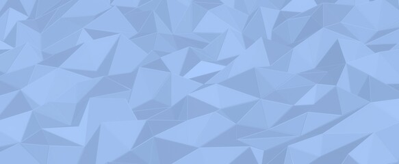 Gray crystal abstract background. Blue mosaic hills with 3d render mesh. Triangular digital textures stacked in creative formations with futuristic interior