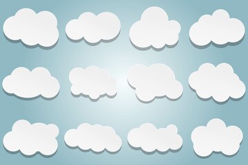 Clouds paper cut set. Vector illustration.