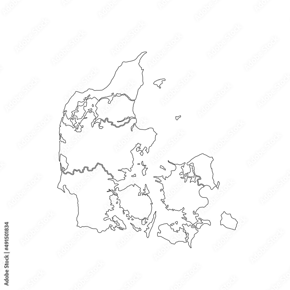 Poster denmark map using black border lines on dark background