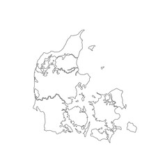 Denmark map using black border lines on dark background