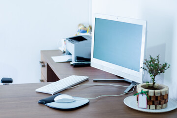Mock up desktop with office workspace