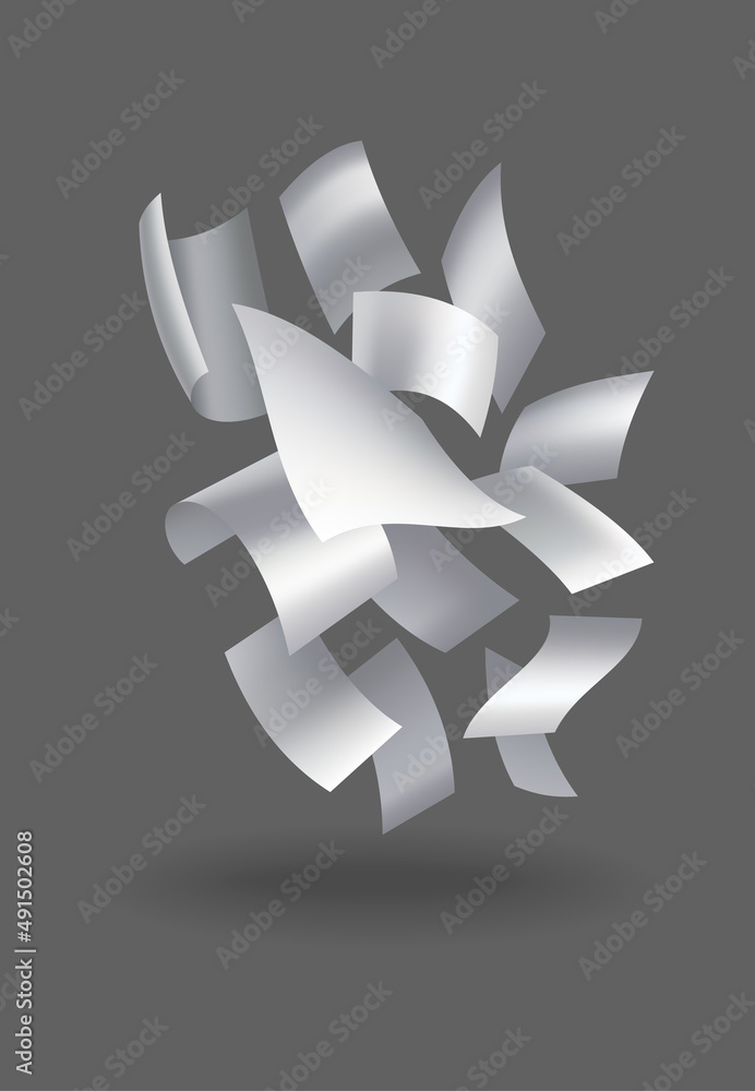 Poster realistic falling paper sheets. set of flying curved leaves of paper. vector loose soar of notes wit