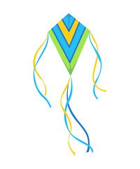 Flying air kite. Vector wind toy for active pastime and entertainment. Outdoor summer activity cartoon object