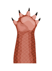 Animal paw. Animalistic foot of hedgehog. Funny pet. Cute cartoon animal body part isolated on white background