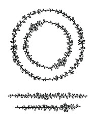 Leaf frame in line art style. Use it for print or web card design.