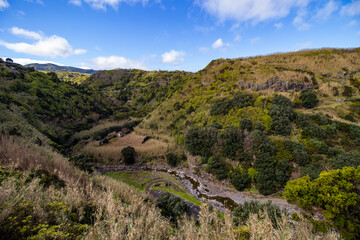 Fototapeta na wymiar Hiking path at Azores islands, Portugal, travel destination, nature.