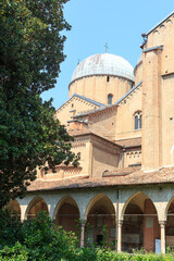 Cloistered courtyard of magnolia in church Pontifical Basilica of Saint Anthony of Padua, Italy