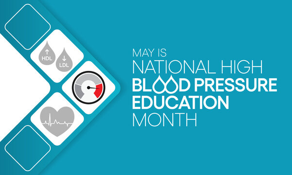 National High Blood pressure (HBP) education month is observed every year in May. it is also called hypertension. vector illustration.