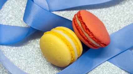 Multicolored macarons composition