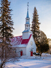 St. Bernard chapel at Mont-Tremblant ski resort in winter