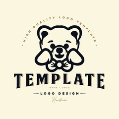 cute bear logo template. vector