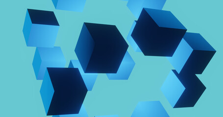 Render with cubes on a blue background