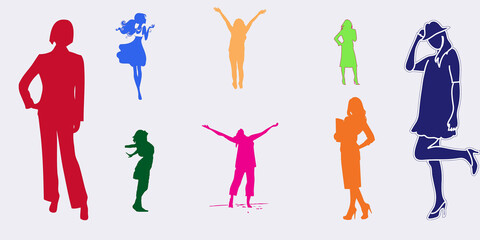 illustration of people silhouettes, Celebration of women power. Women's day special edition. Freedom of Choice and expression. women empowerment. Girls rights. 