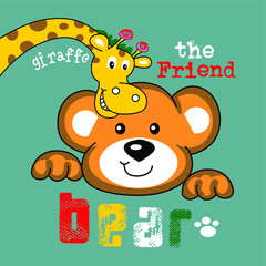 Giraffe and Bear Baby Vector Design