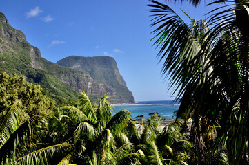Bay scene with Mount Gower, Lord Howe Island, New South Wales, Australia