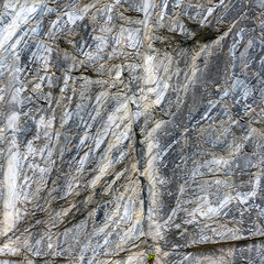 Marble surface with veins and a beautiful pattern on an industrial quarry. Karelia. Russia
