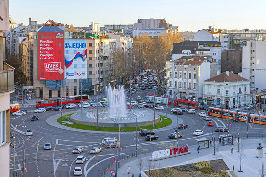 Slavia Square Aerial Belgrade