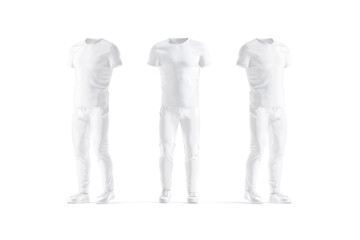 Blank white sport uniform mockup, front and side view