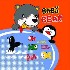 Bear and Fish Baby Vector Design