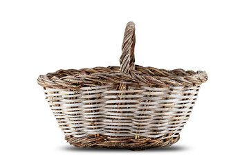 Traditional old weaved basket isolated on white