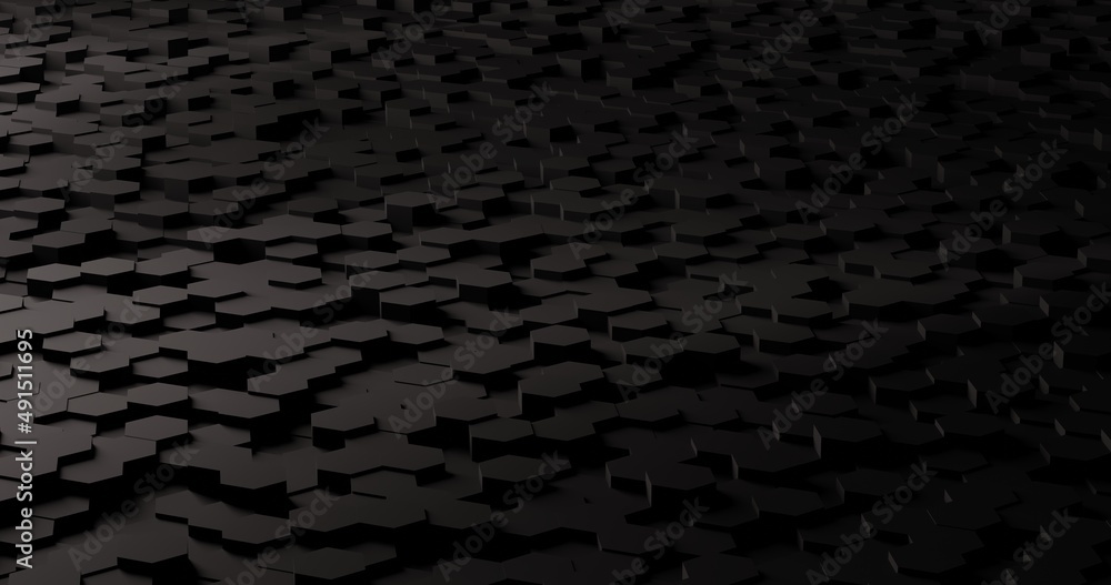Aufkleber abstract gradient hexagon background; black color honeycomb pattern composition 3d rendering, 3d ill