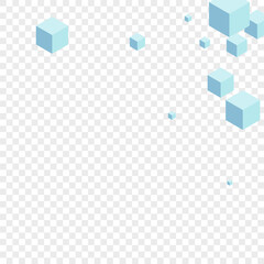 Fototapeta na wymiar Gray Block Background Transparent Vector. Cubic Set Card. Blue Cube Spatial Texture. Brick Design. Grey Graphic Polygon.