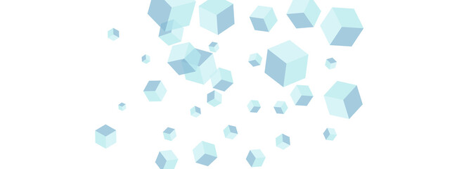 Gray Cubic Background White Vector. Cube Perspective Texture. White Box Element Design. Spatial Illustration. Sky Blue 3d Square.