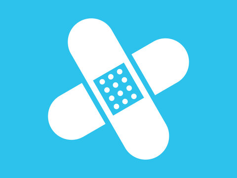 Sanitary Adhesive Strip, Band-Aid or Protective Tape icon on a light blue background