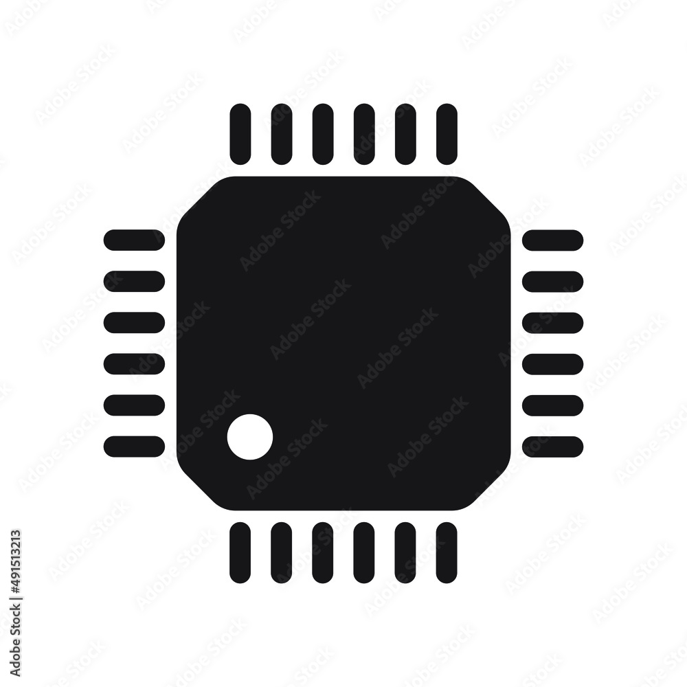 Poster electronic chip vector icon isolated on white background. computer chip icon, cpu microprocessor chi