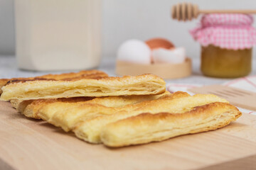 Delicious homemade cookies on the table, side view