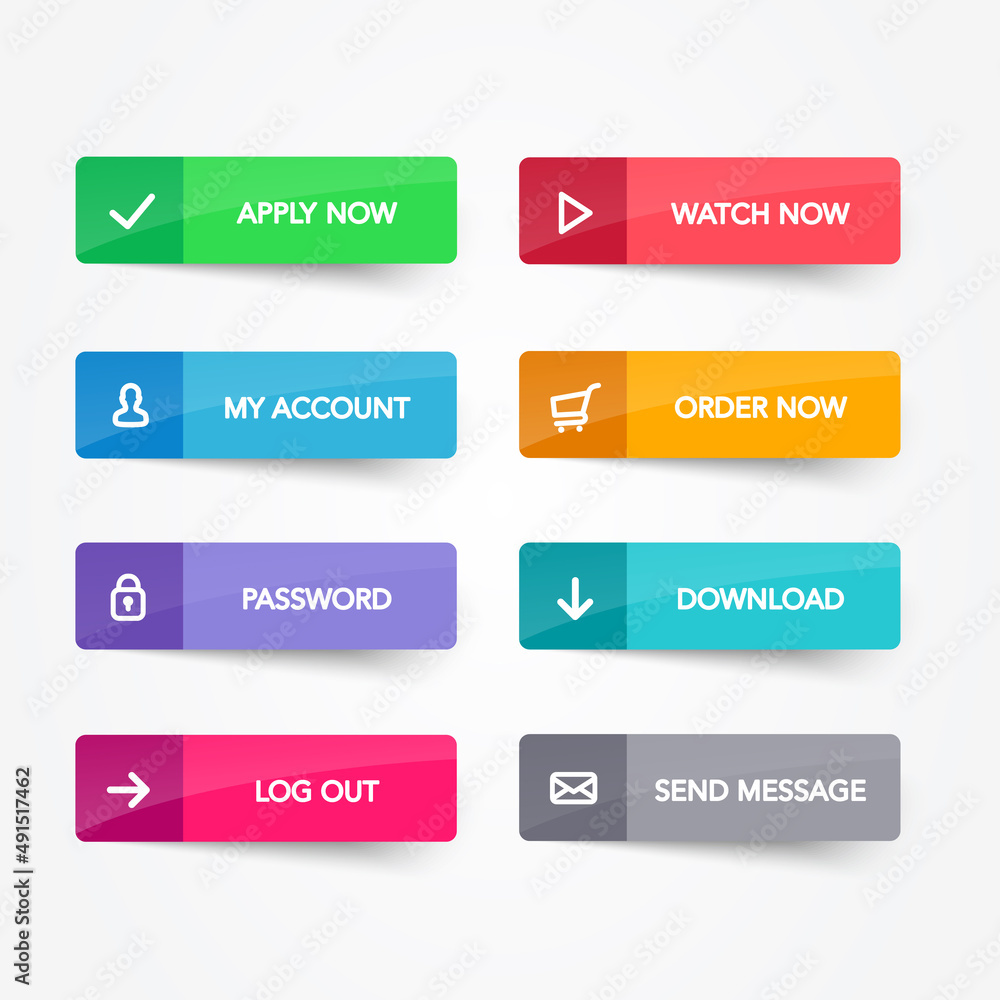 Aufkleber colorful ui button set with icons
