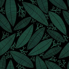 Seamless leaves and branches pattern for fabrics and textiles and cards and linens and wrapping paper