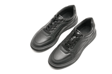 Leather autumn men's shoes on a white background