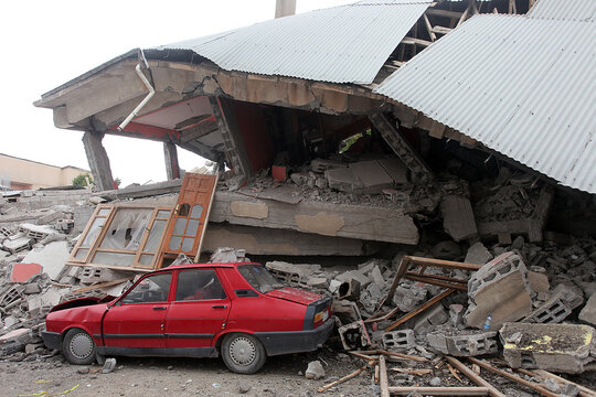 The car that was under the rubble after the earthquake in Van, Turkey. It is 604 killed and 4152 injured in Van Earthquake.