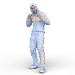 フードを被った男性