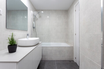 White Minimalist looking bathroom design