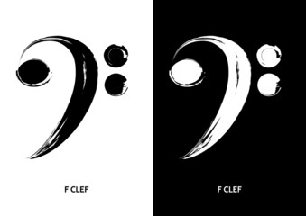 Poster of F Clef or Bass Clef. Musical symbols aesthetics.