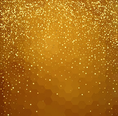 Gold crystal abstract pattern. Honey background. Sparkles, lights.