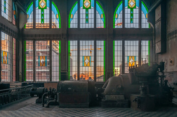 Old abandoned Victorian power plant in the center of Poland 