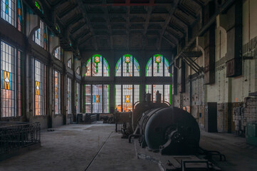 Old abandoned Victorian power plant in the center of Poland 