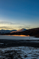 Sunset in the mountains in Arthurs Pass, Canterbury, New Zealand