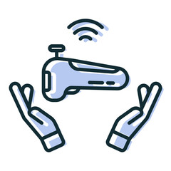 hand and controller gamepad © Pictranoosa