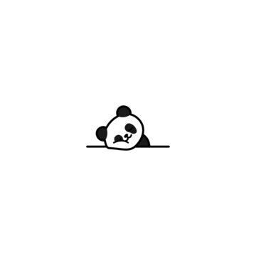 Cute lazy panda cartoon, vector illustration